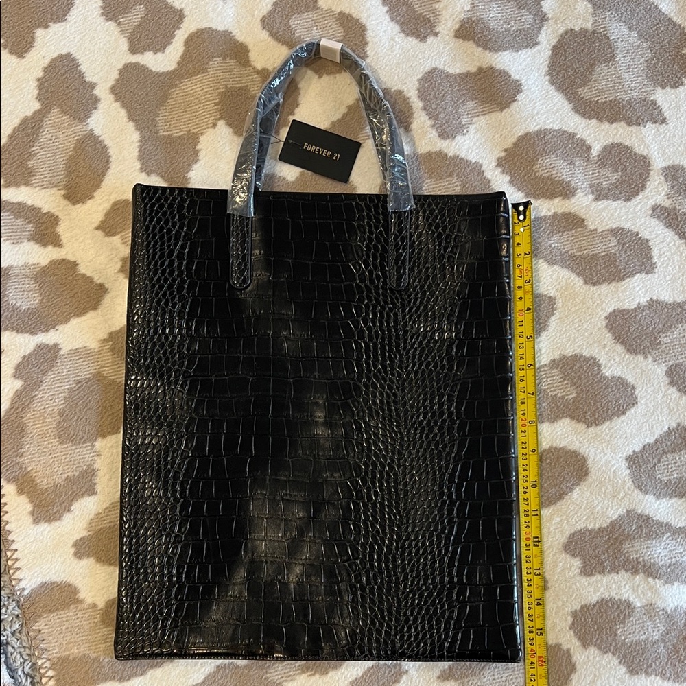 Forever 21 Black Croc-Embossed Handbag